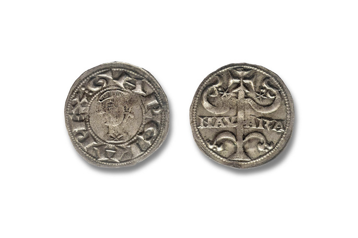 Imagen del óbolo de García Ramírez, una moneda de la que el Museo de Nafarroa no contaba hasta ahora con un ejemplar.